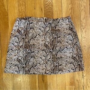 Reformation snakeskin print mini skirt